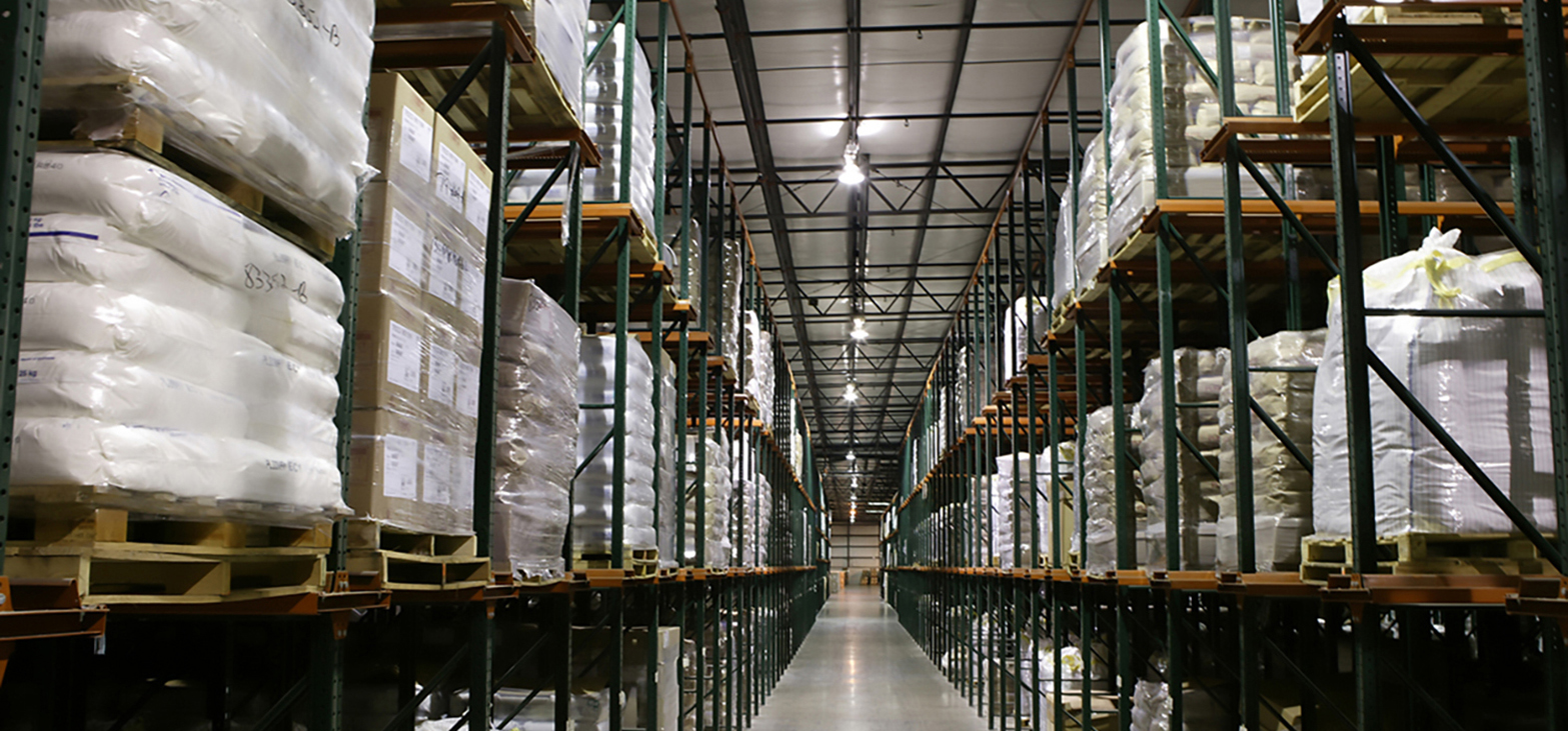 Racks filled with product in ASW Warehouse facilities in Akron, Ohio